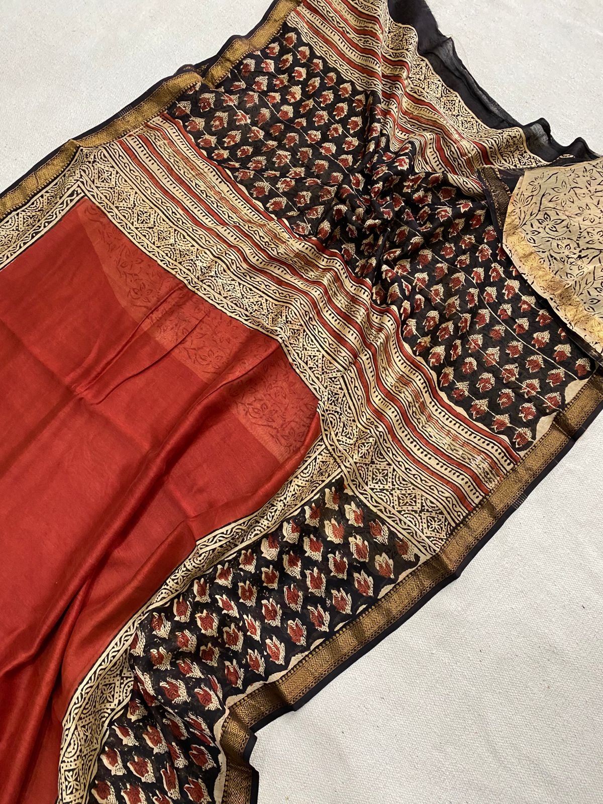 Maheshwari Hand Block Printed Saree