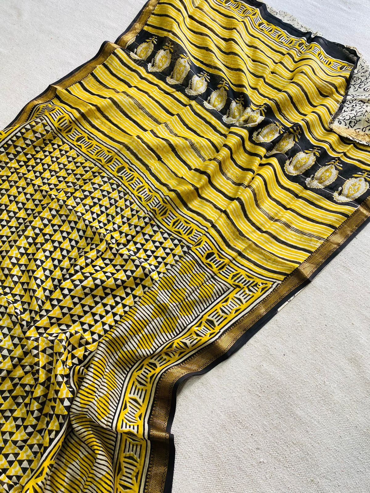 Maheshwari Hand Block Printed Saree