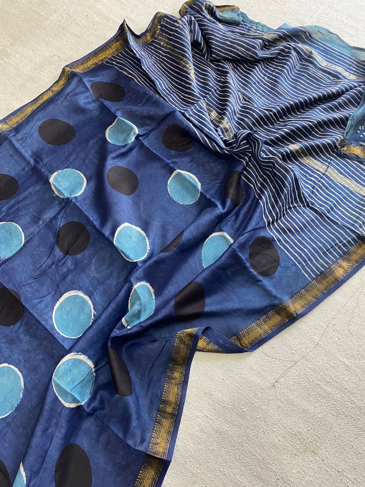 Maheshwari Hand Block Printed Saree