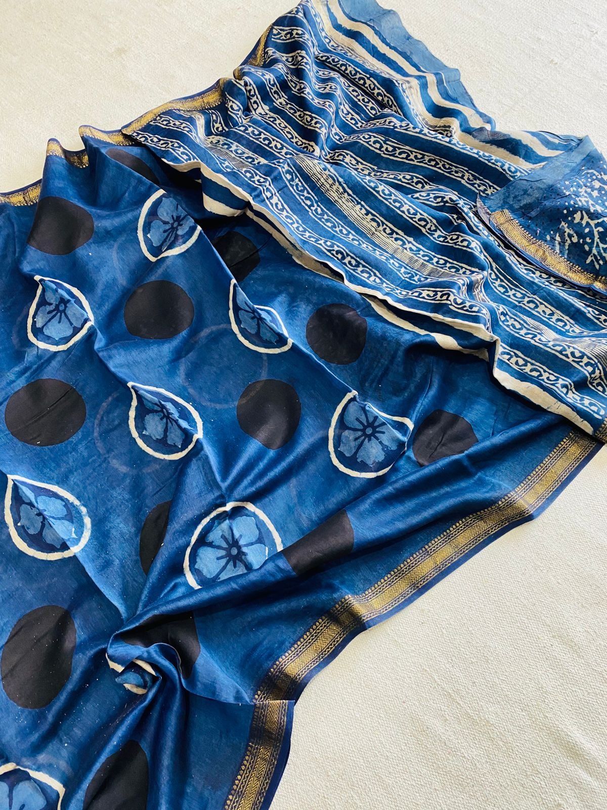 Maheshwari Hand Block Printed Saree