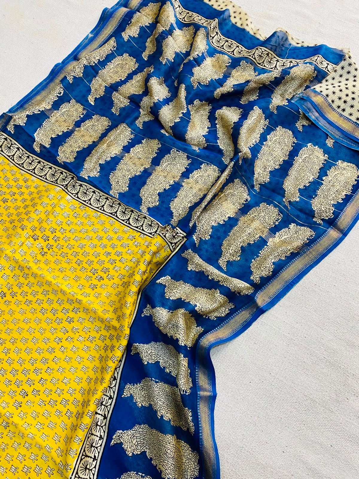 Maheshwari Hand Block Printed Saree