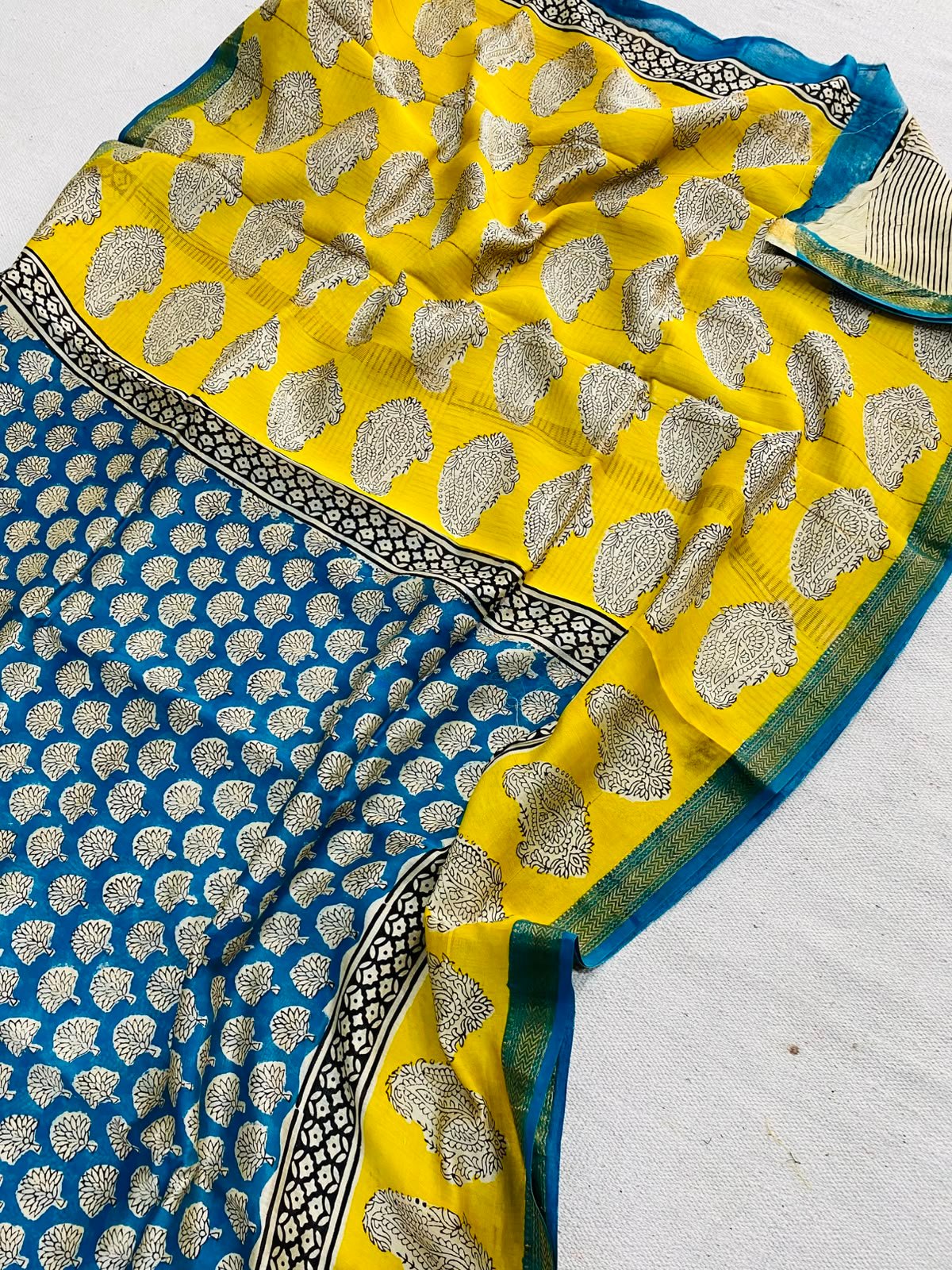 Maheshwari Hand Block Printed Saree