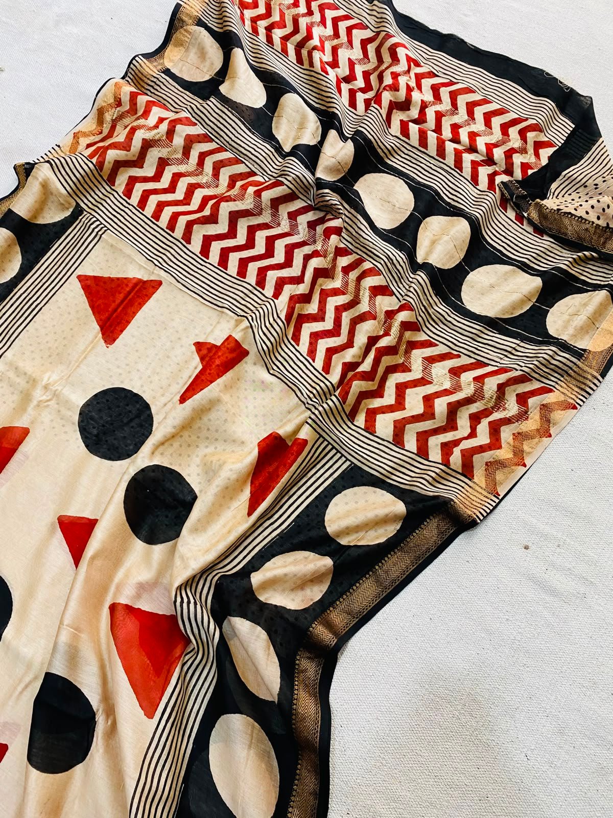 Maheshwari Hand Block Printed Saree