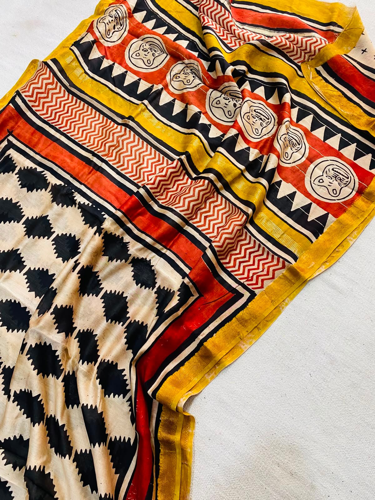 Maheshwari Hand Block Printed Saree