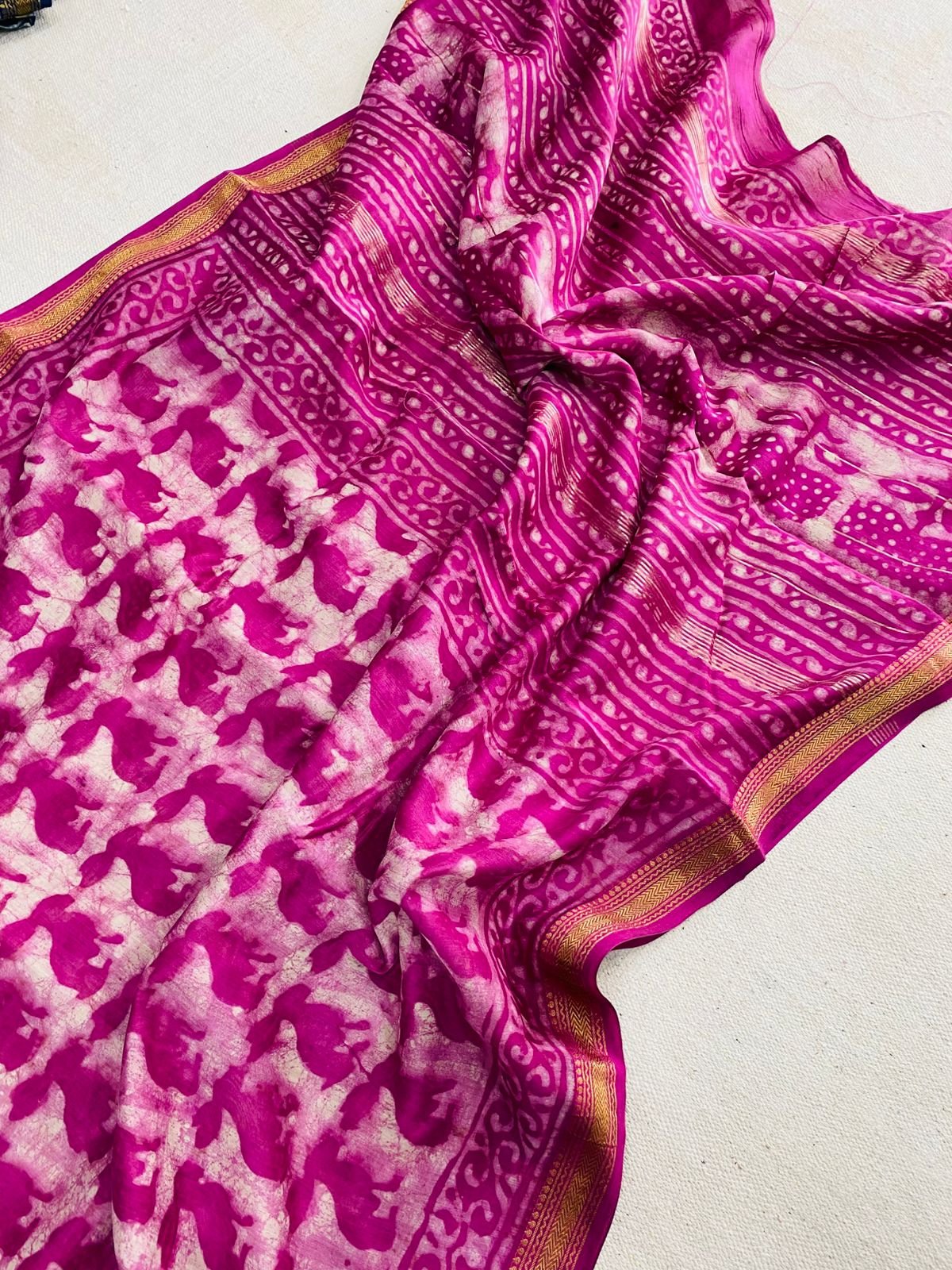 Maheshwari Hand Block Printed Saree