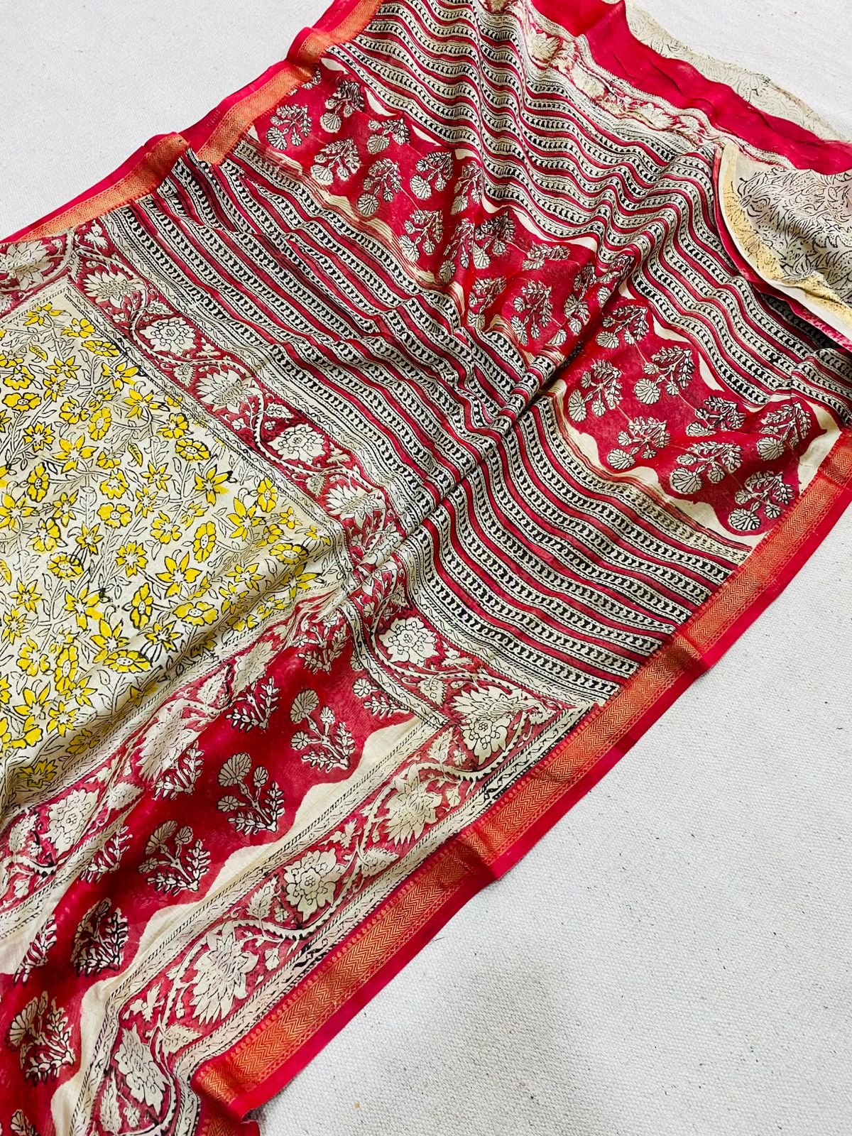 Maheshwari Hand Block Printed Saree