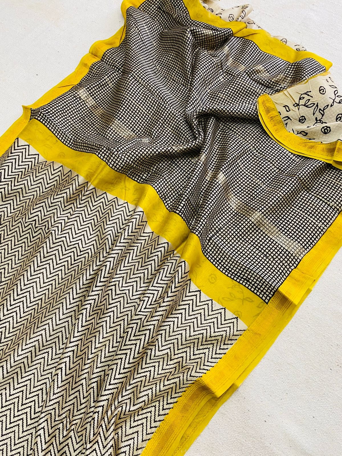 Maheshwari Hand Block Printed Saree