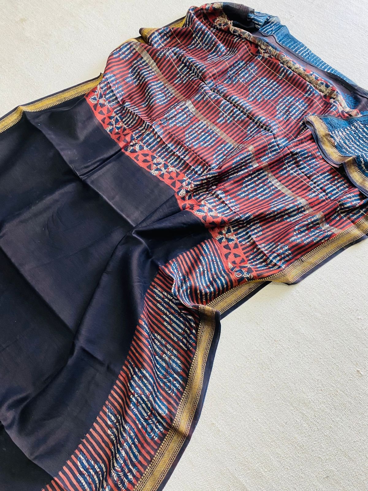 Maheshwari Hand Block Printed Saree