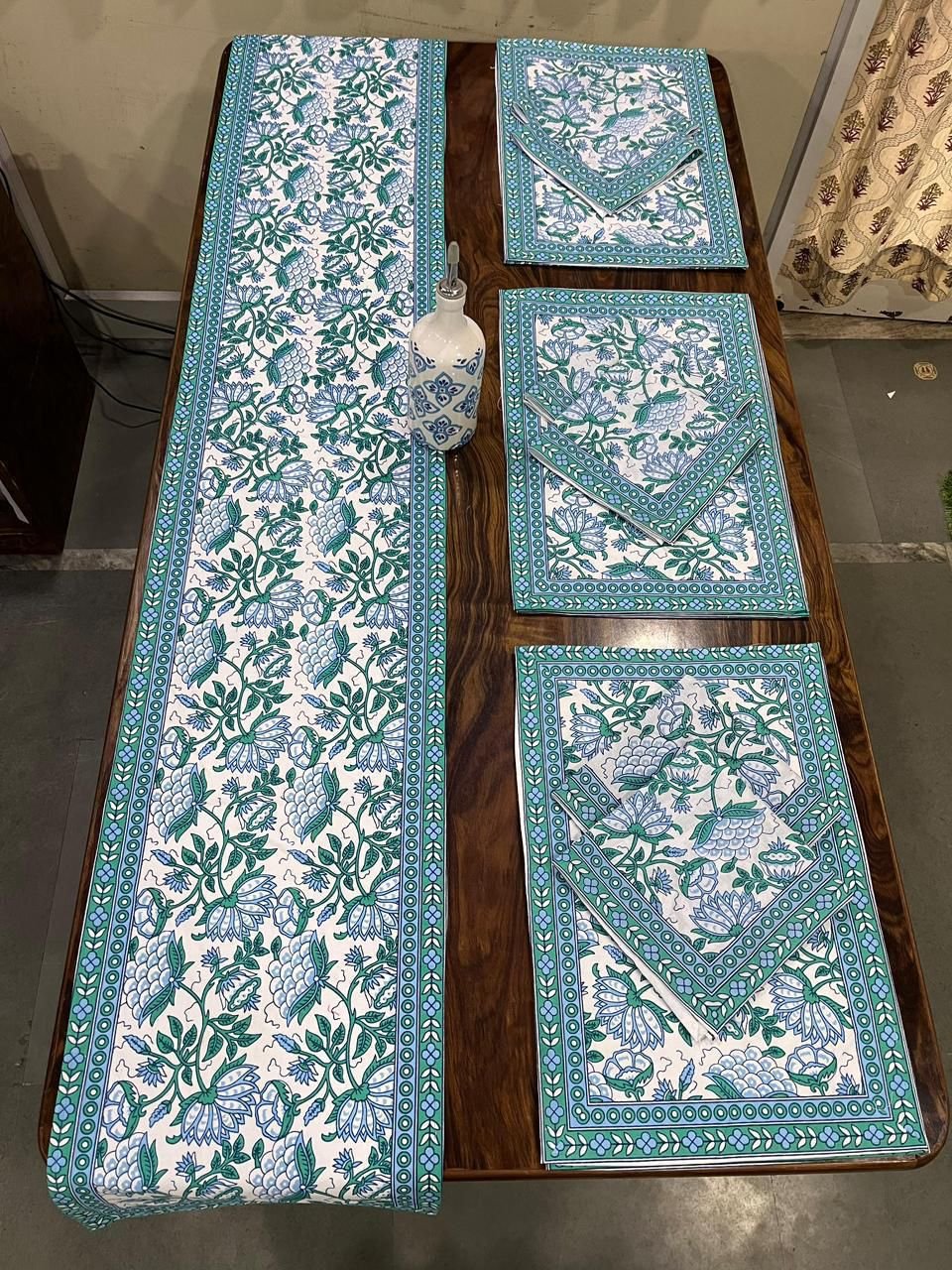 Cotton Printed Table Runner Mat & Napkin Set