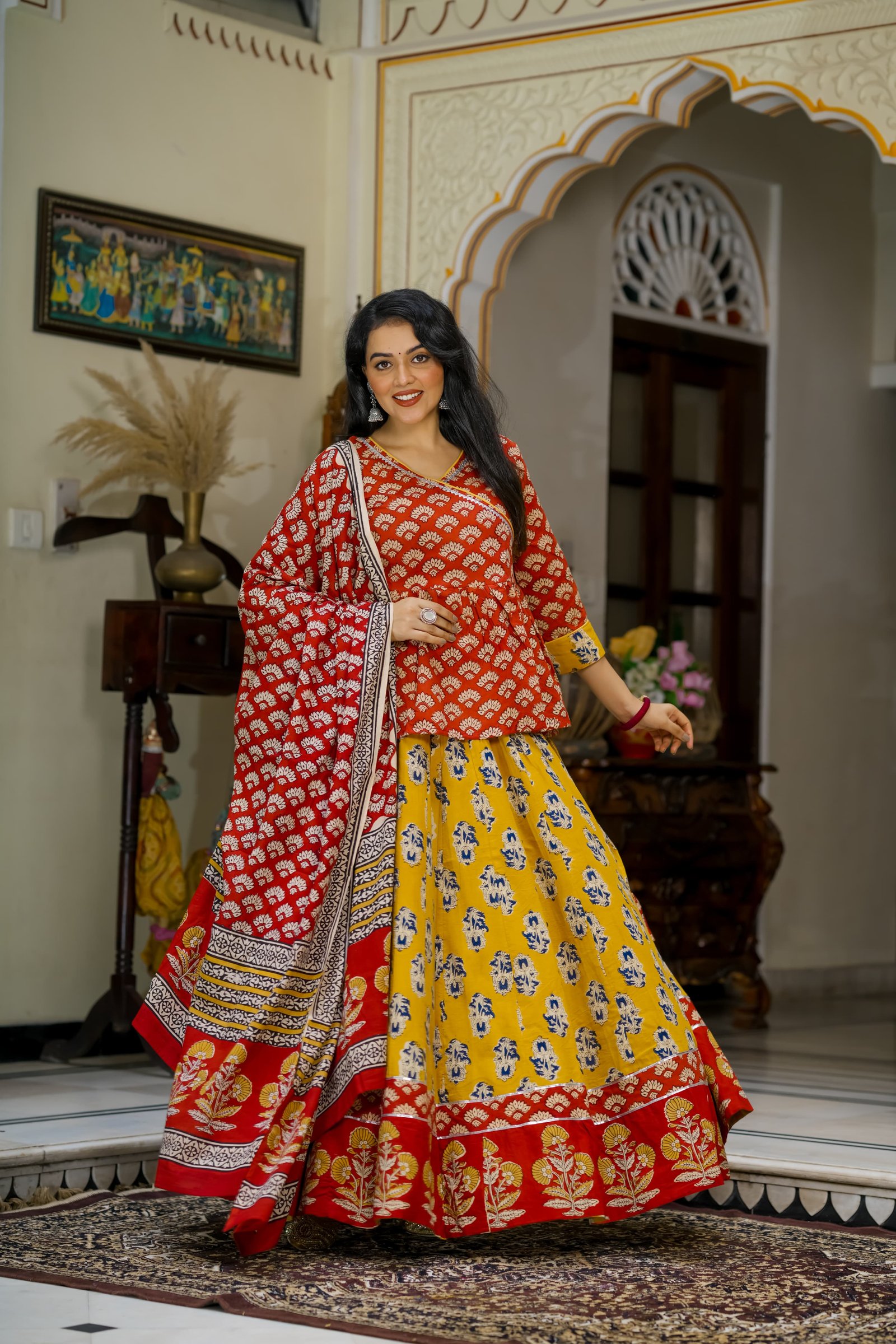 Cotton Printed Lehenga Choli Set
