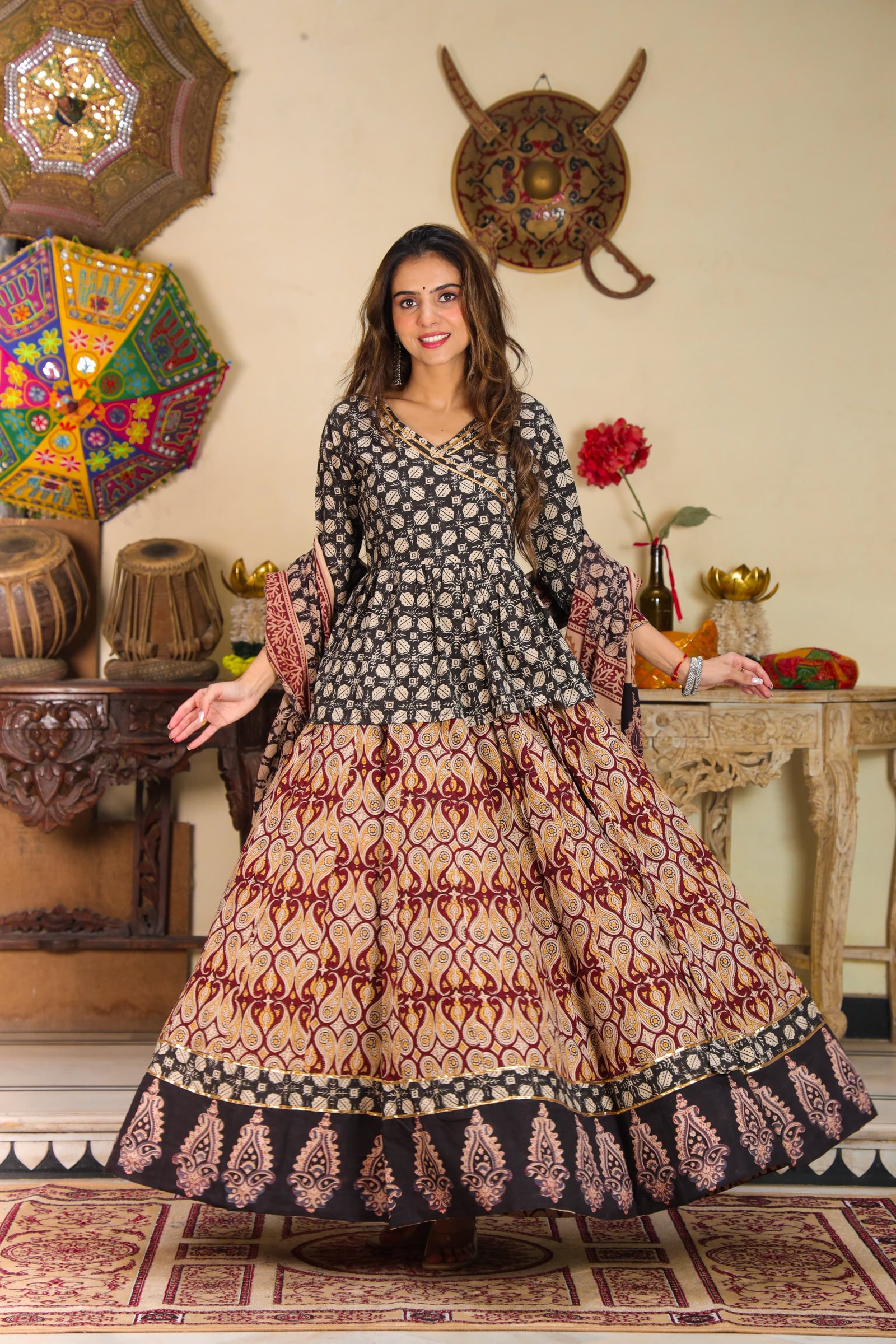 Cotton Printed Lehenga Choli Set