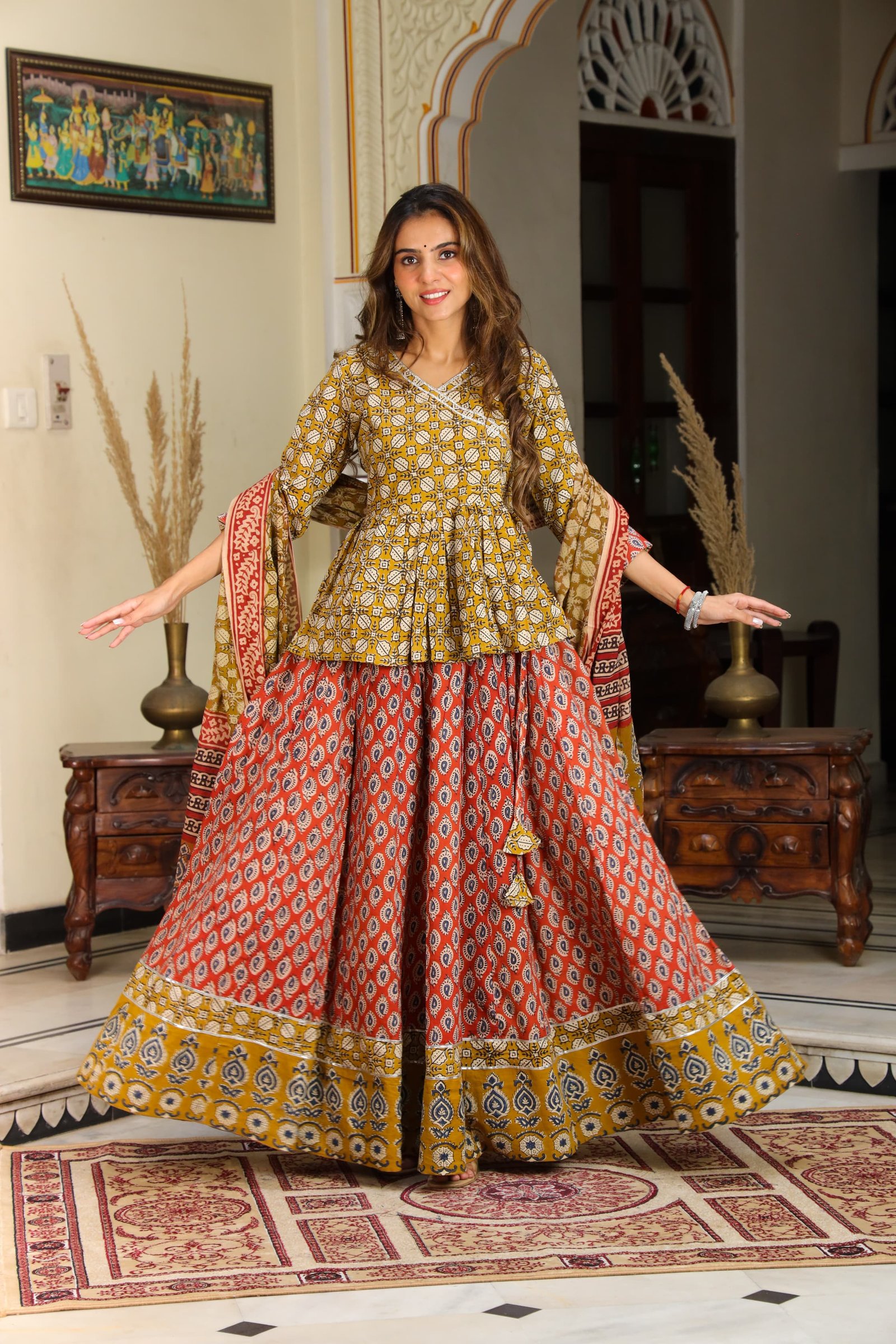 Cotton Printed Lehenga Choli Set