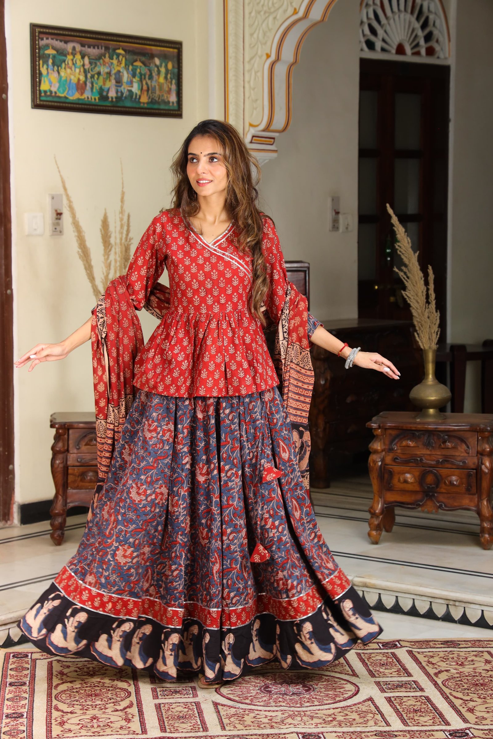 Cotton Printed Lehenga Choli Set