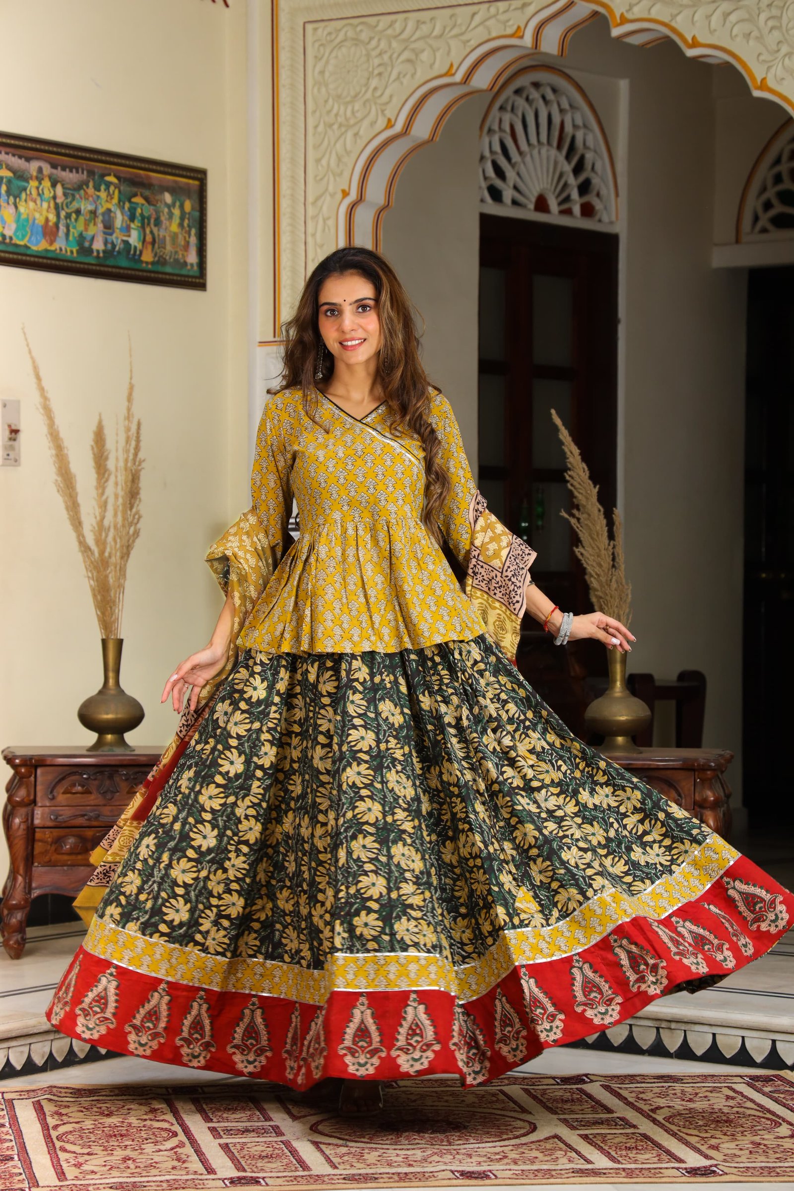 Cotton Printed Lehenga Choli Set