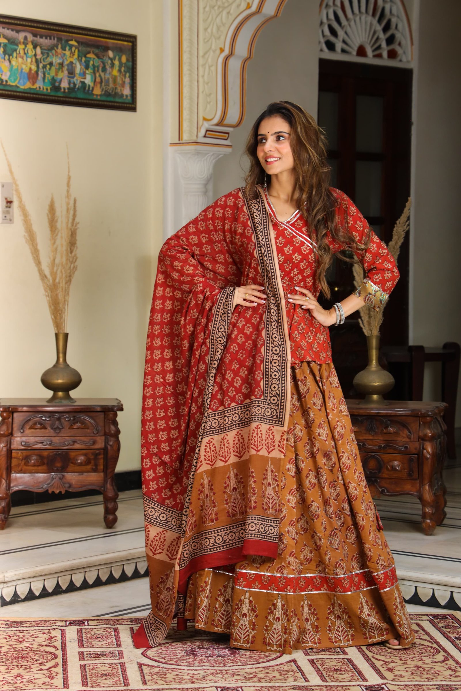 Cotton Printed Lehenga Choli Set