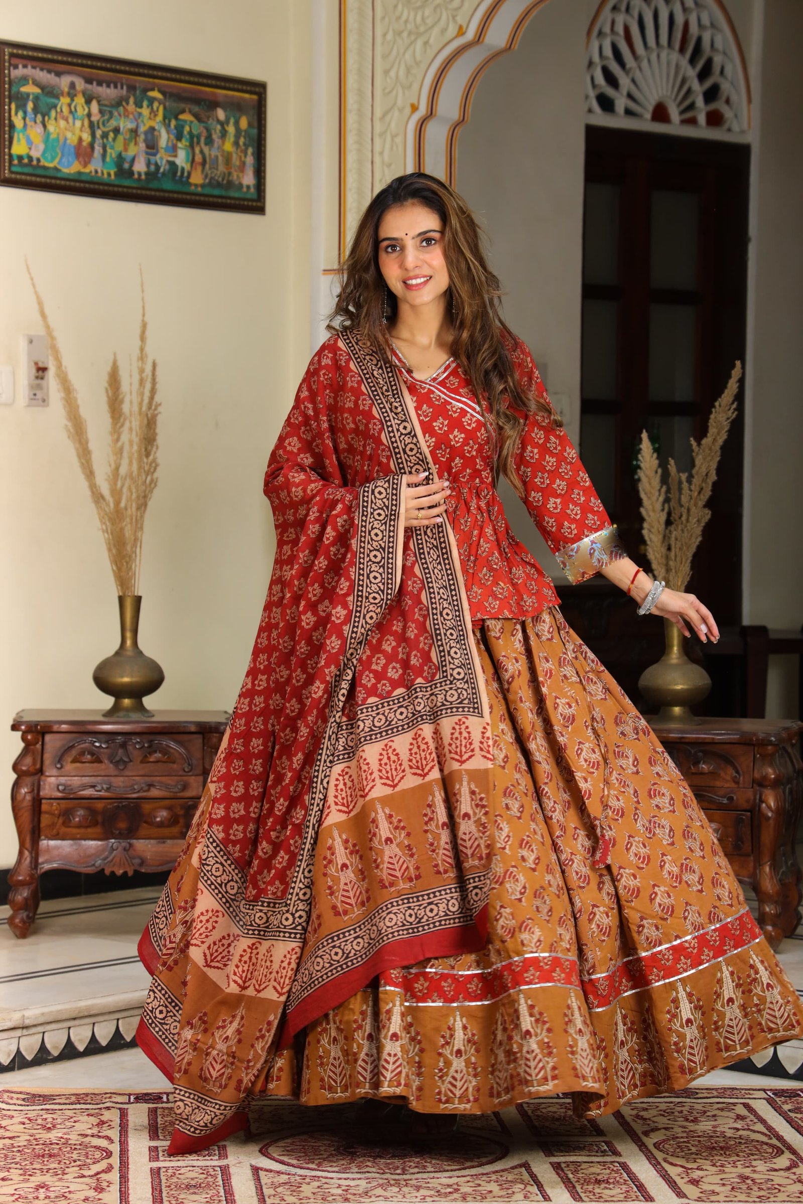 Cotton Printed Lehenga Choli Set