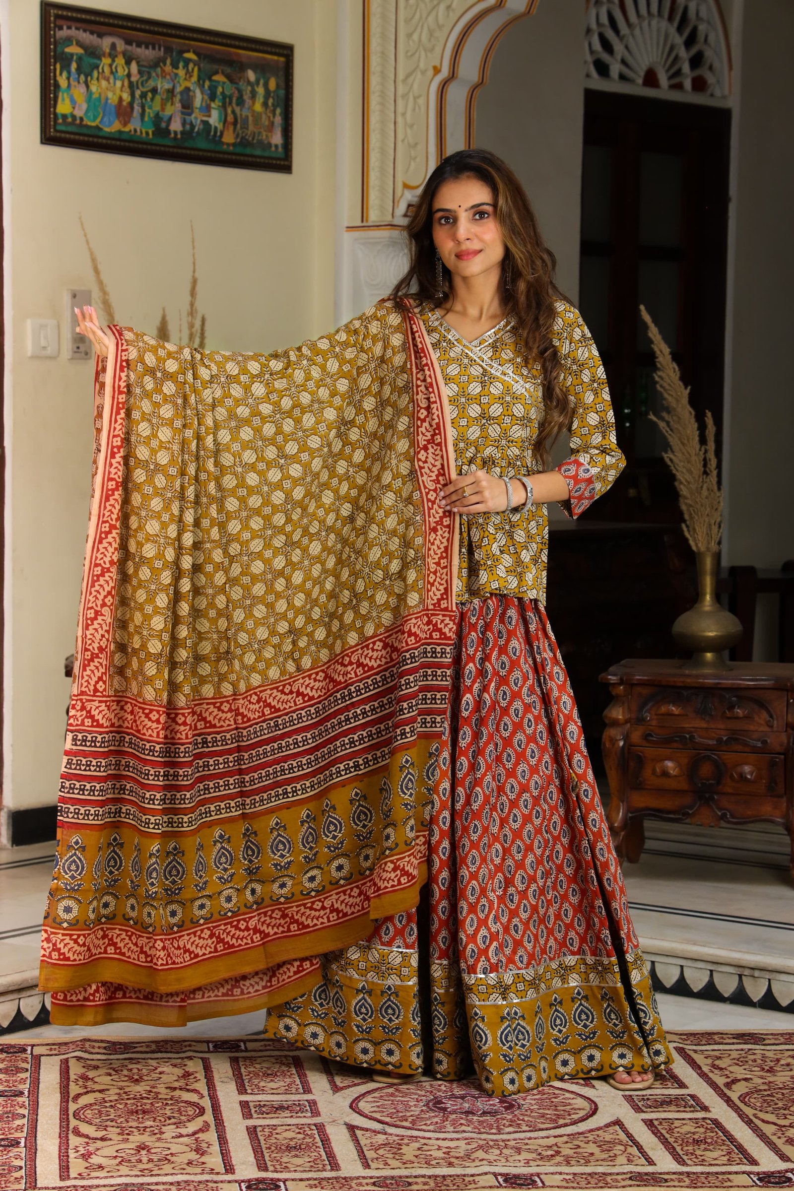 Cotton Printed Lehenga Choli Set