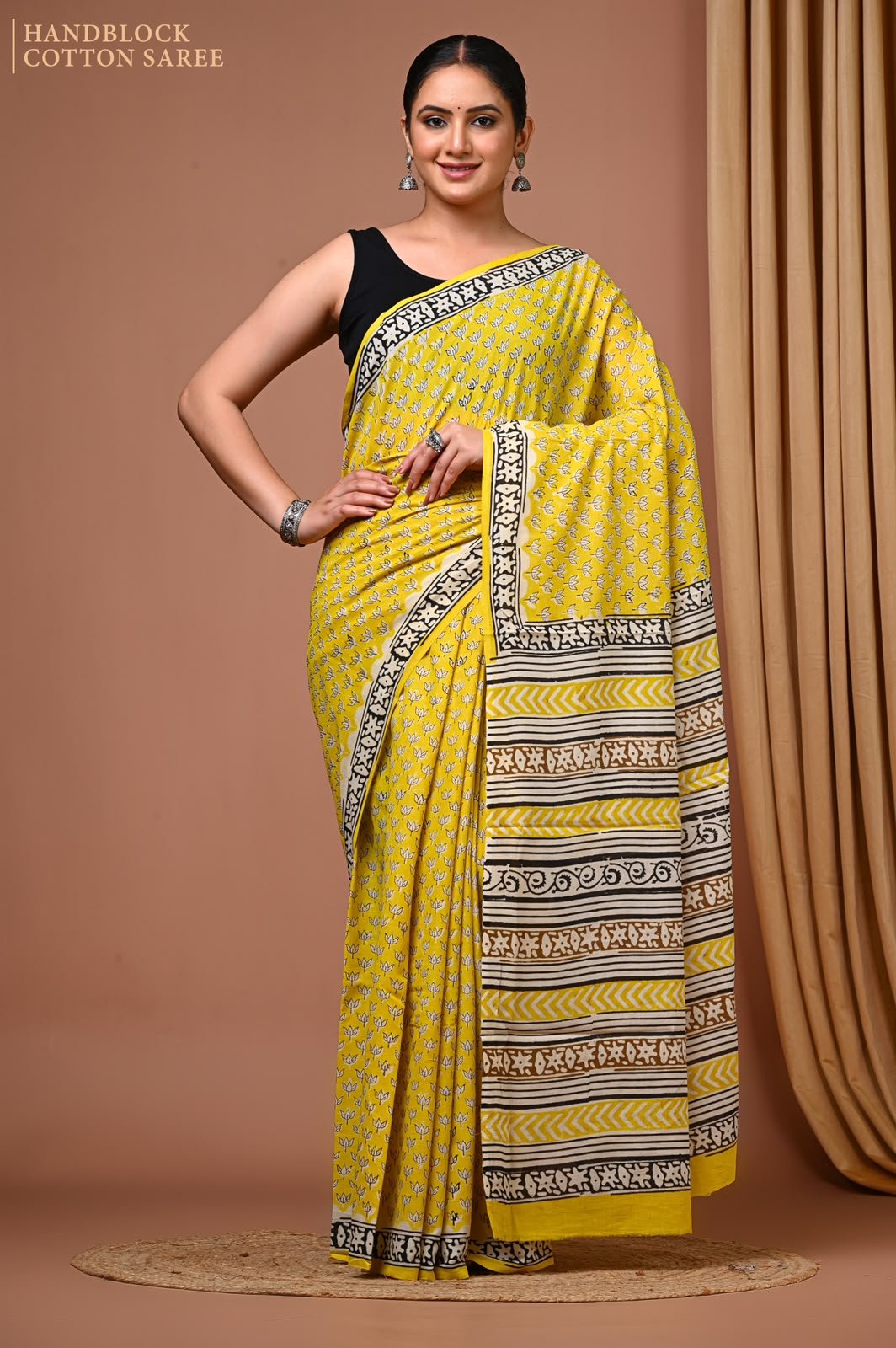 Cotton Hand Block Printed Saree
