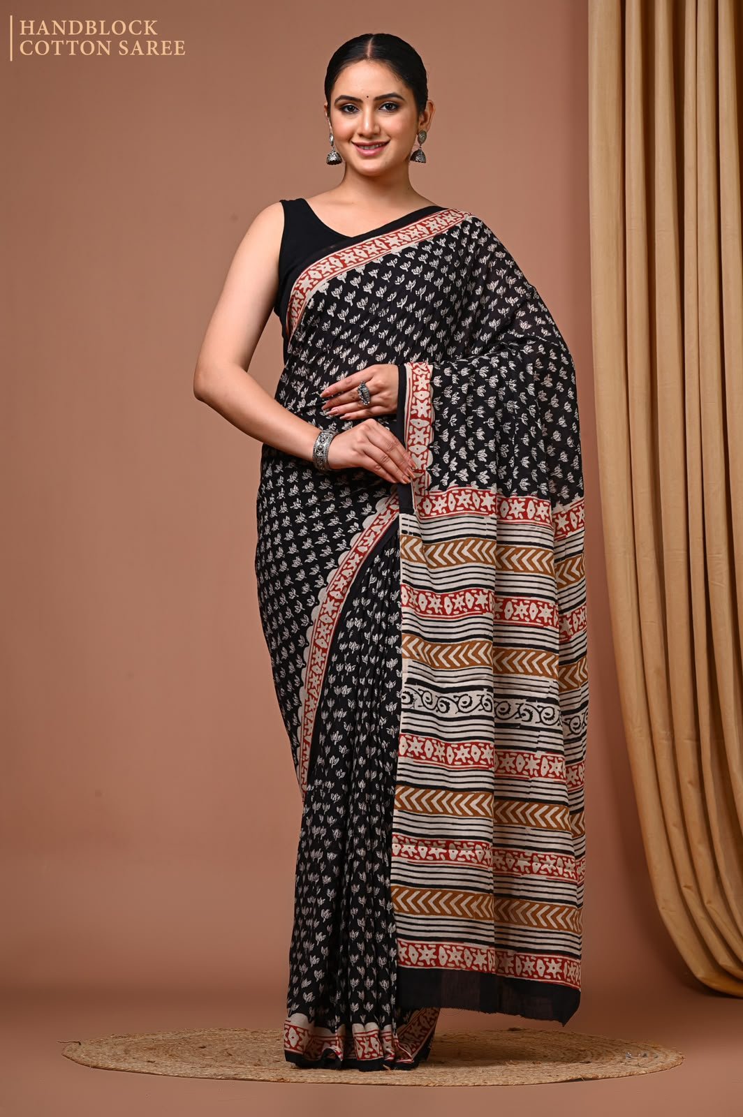 Cotton Hand Block Printed Saree