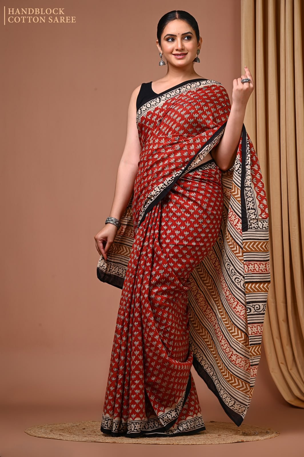Cotton Hand Block Printed Saree