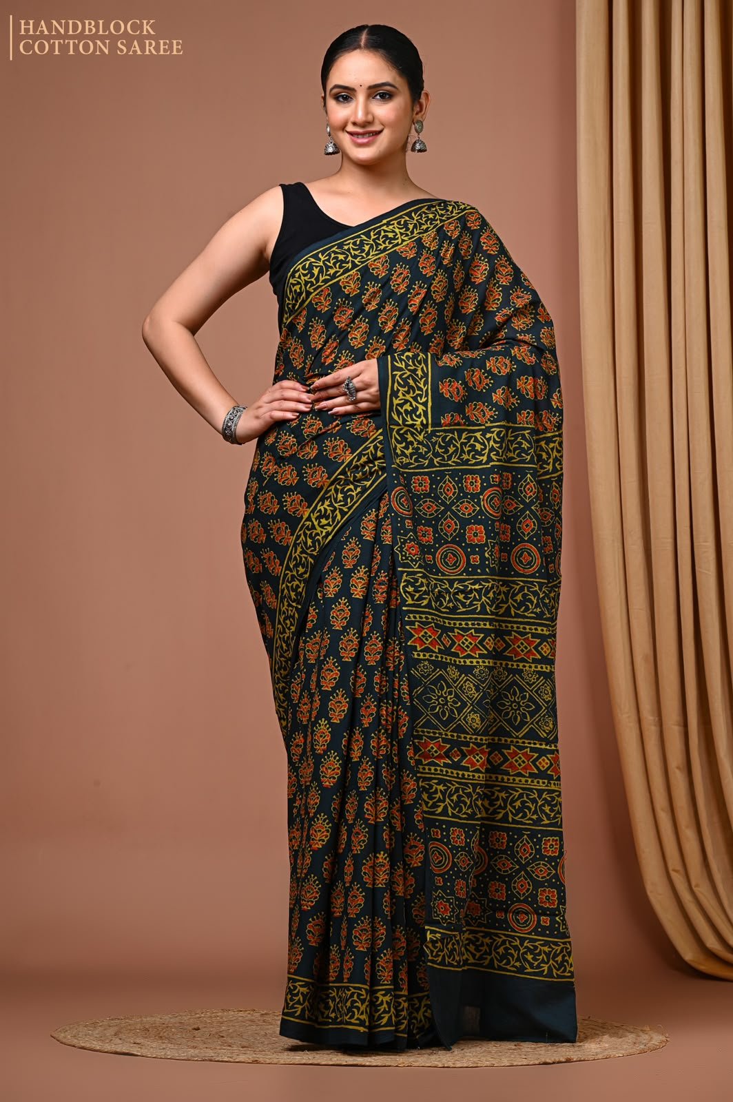 Cotton Hand Block Printed Saree