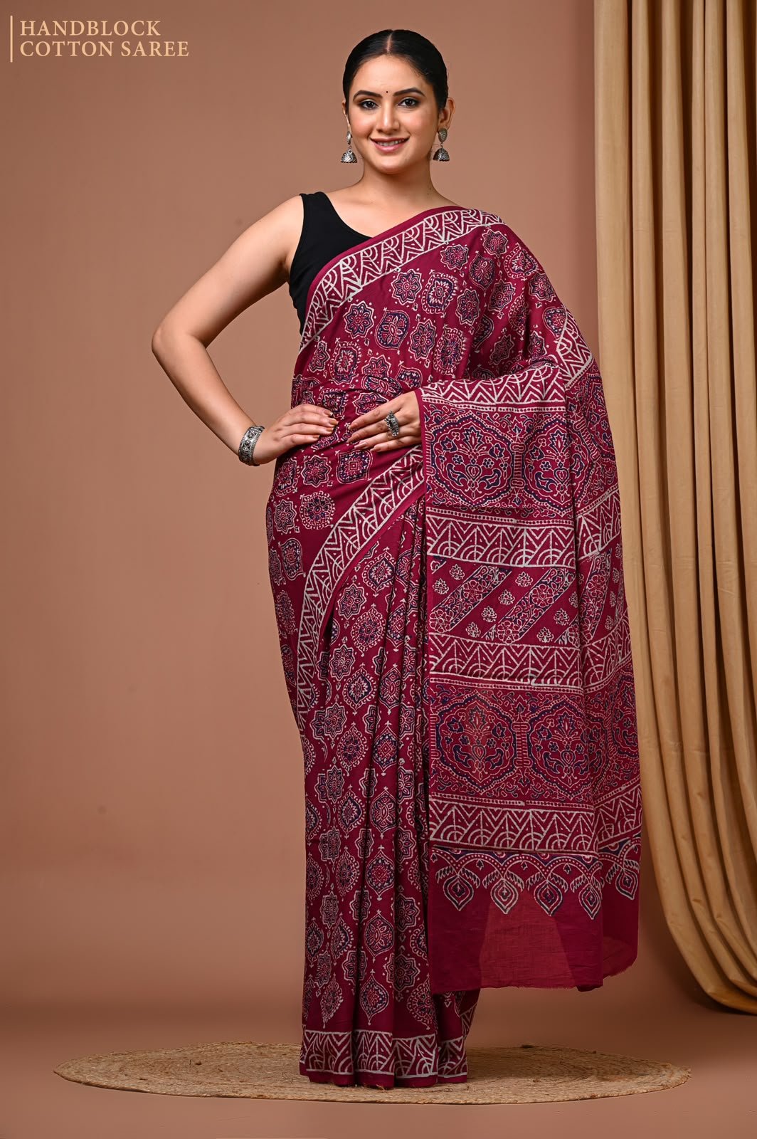 Cotton Hand Block Printed Saree