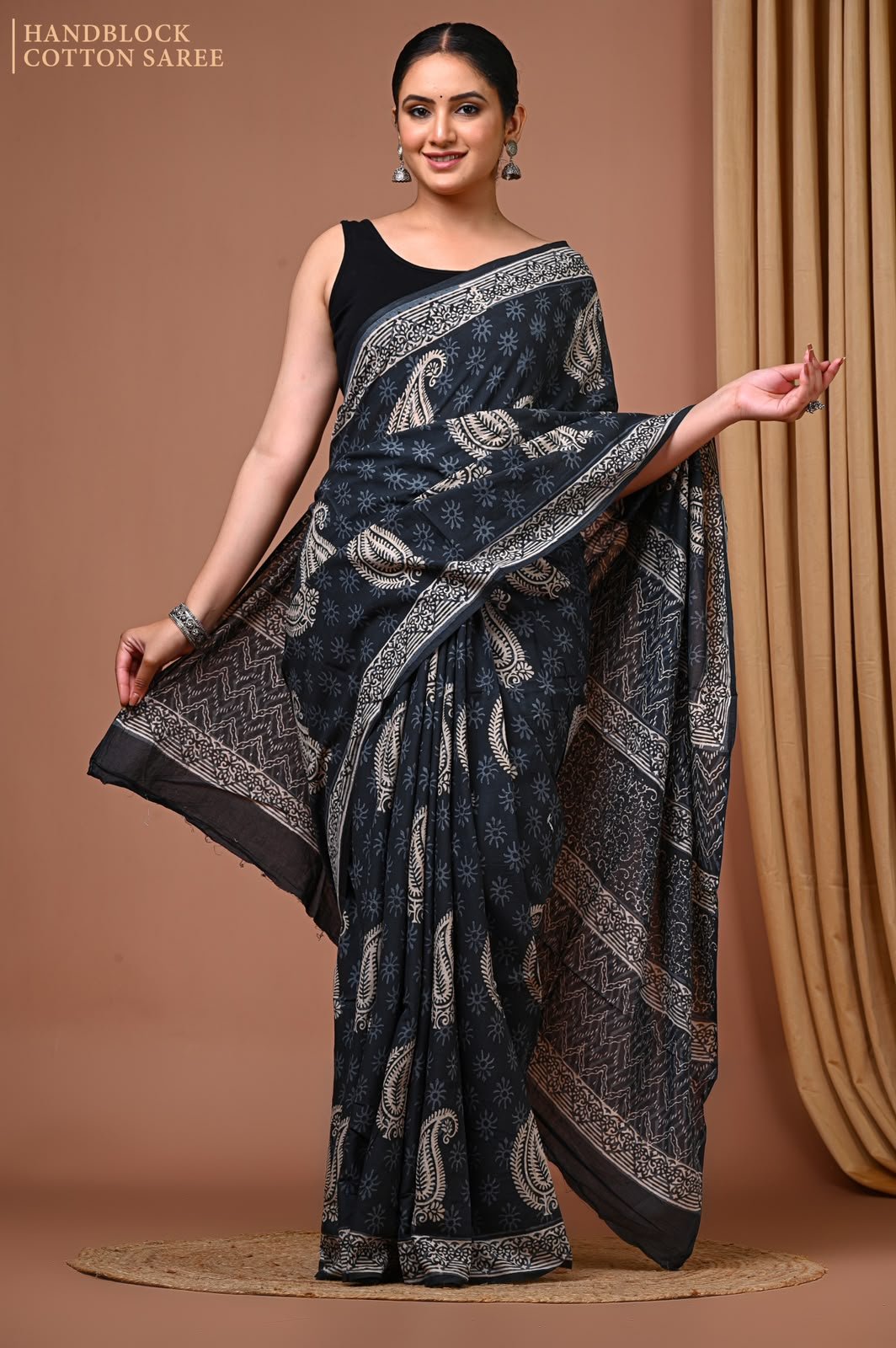 Cotton Hand Block Printed Saree