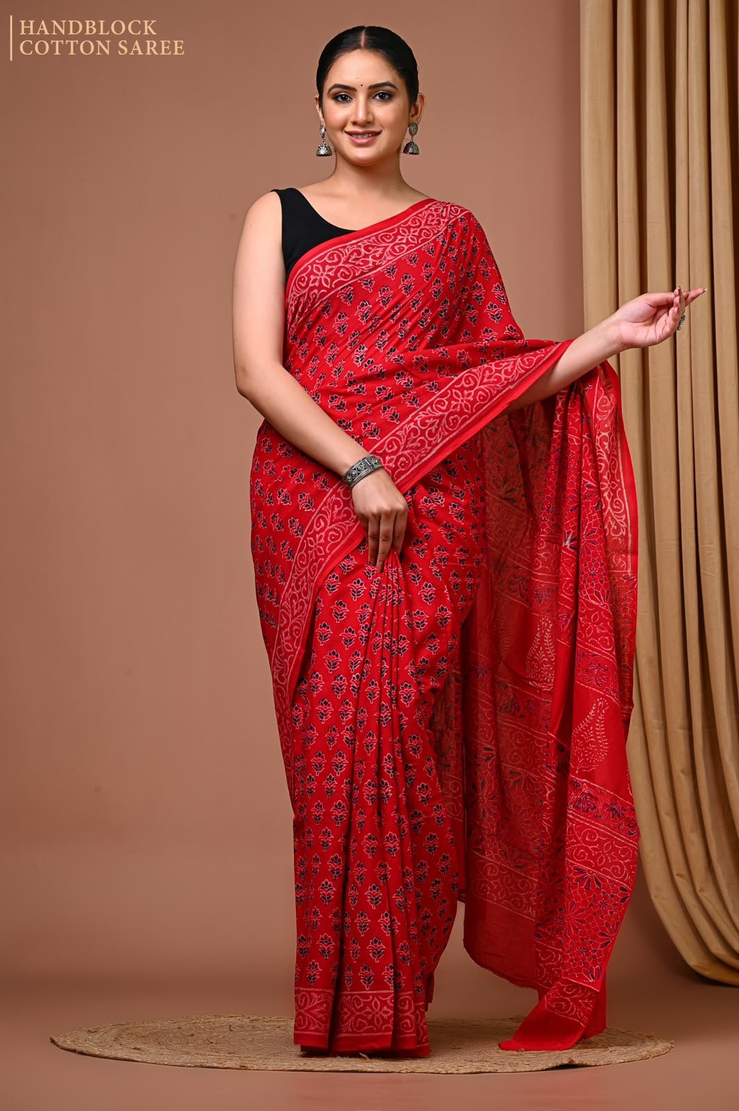 Cotton Hand Block Printed Saree