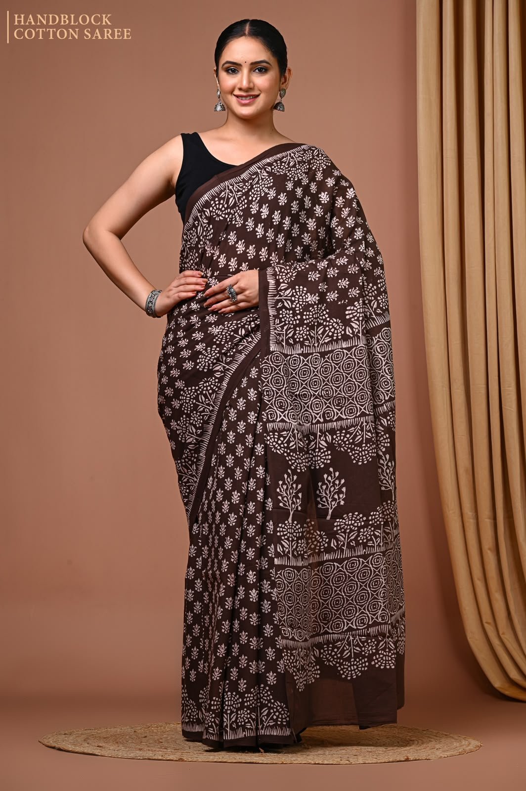 Cotton Hand Block Printed Saree