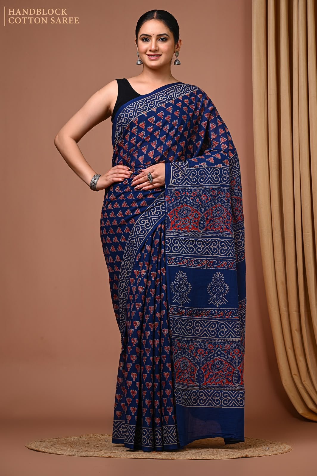 Cotton Hand Block Printed Saree