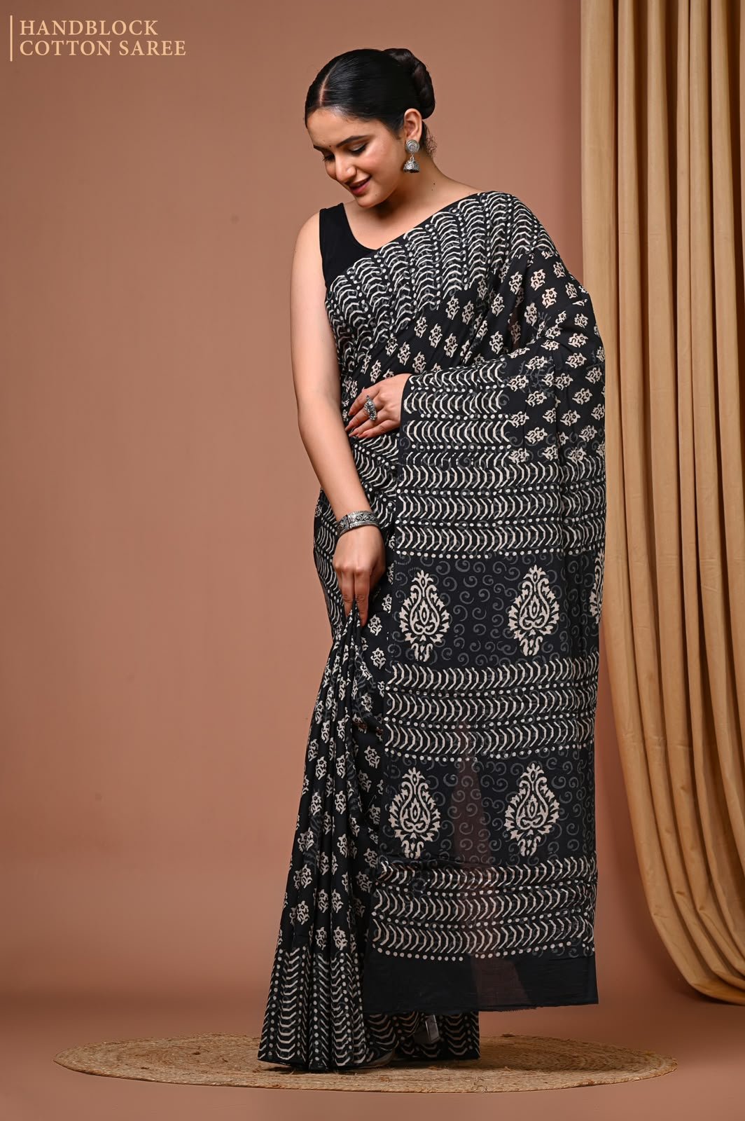 Cotton Hand Block Printed Saree