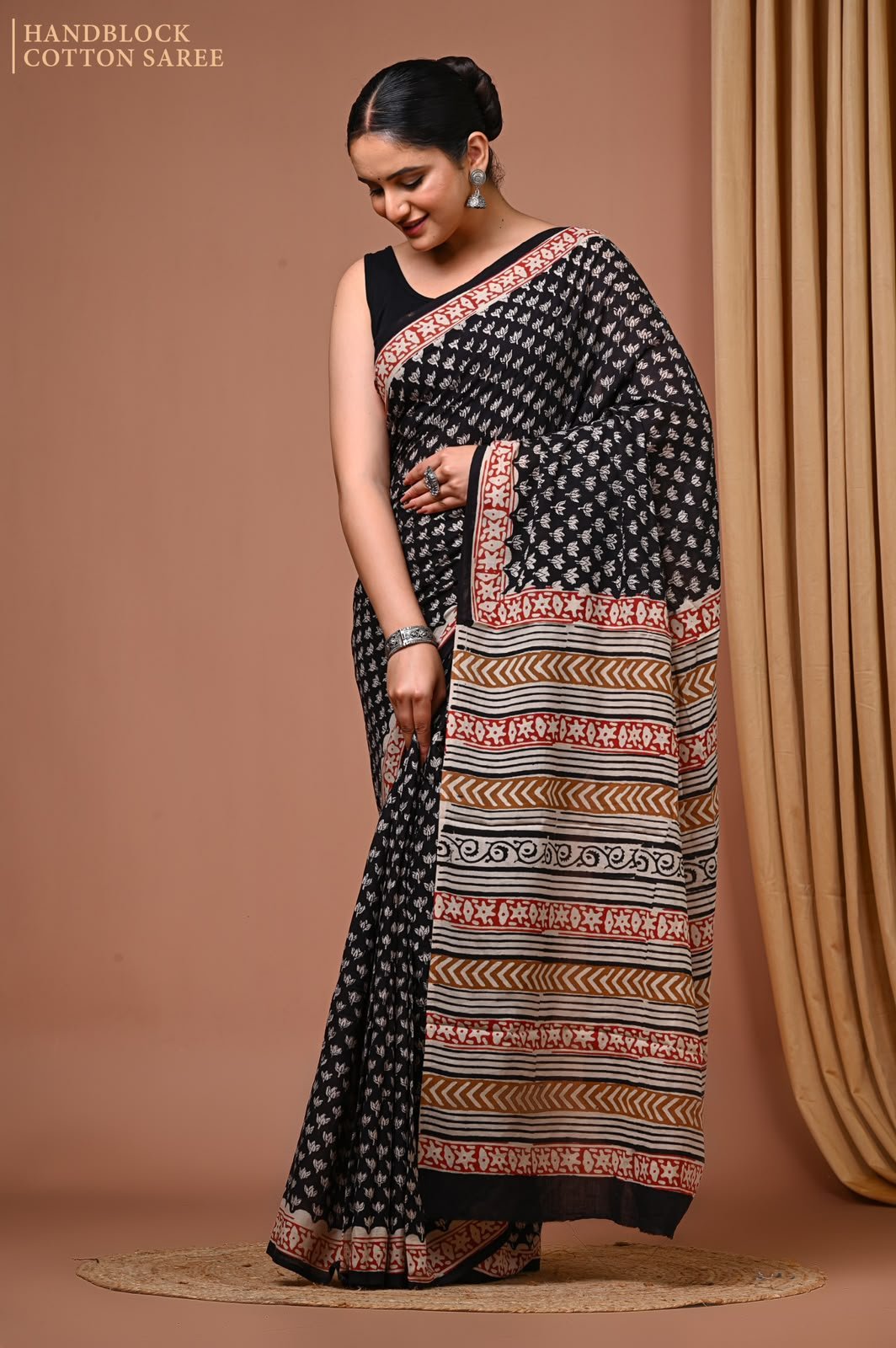 Cotton Hand Block Printed Saree