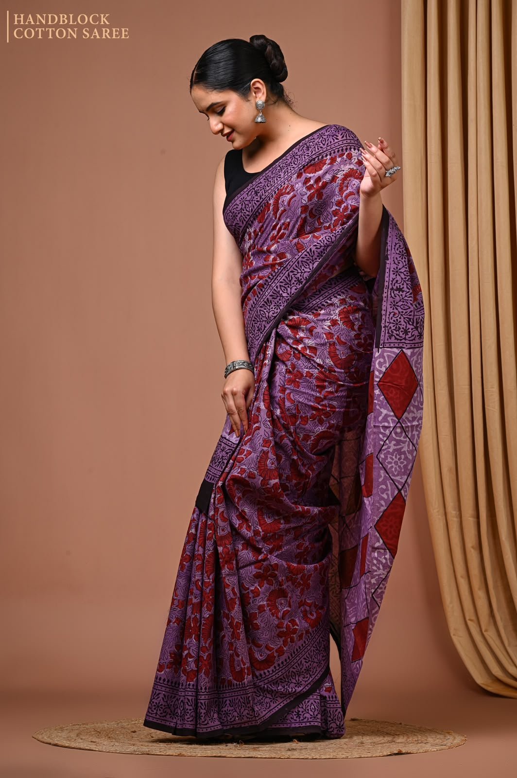 Cotton Hand Block Printed Saree