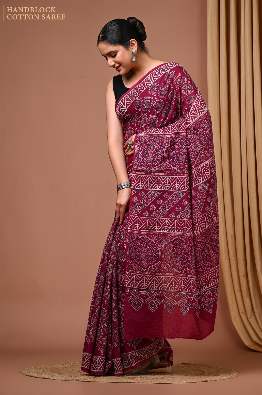 Cotton Hand Block Printed Saree