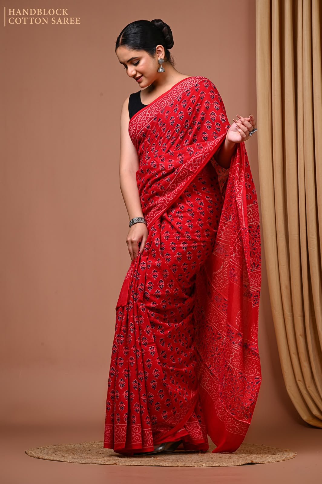 Cotton Hand Block Printed Saree