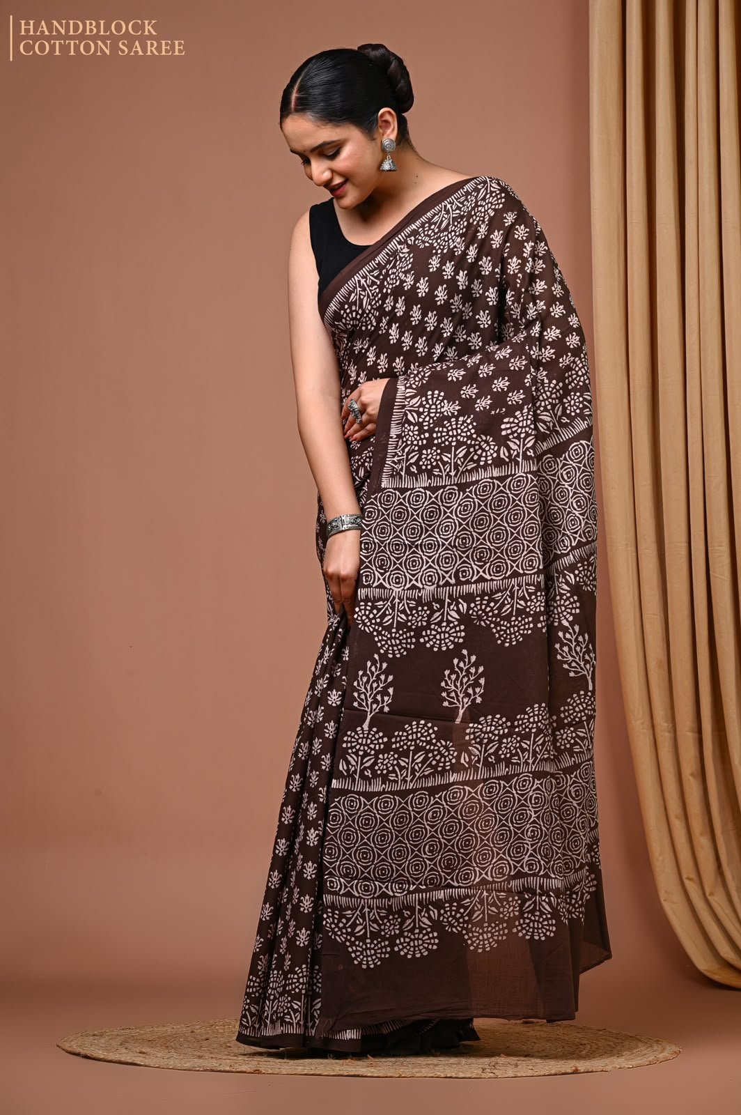Cotton Hand Block Printed Saree