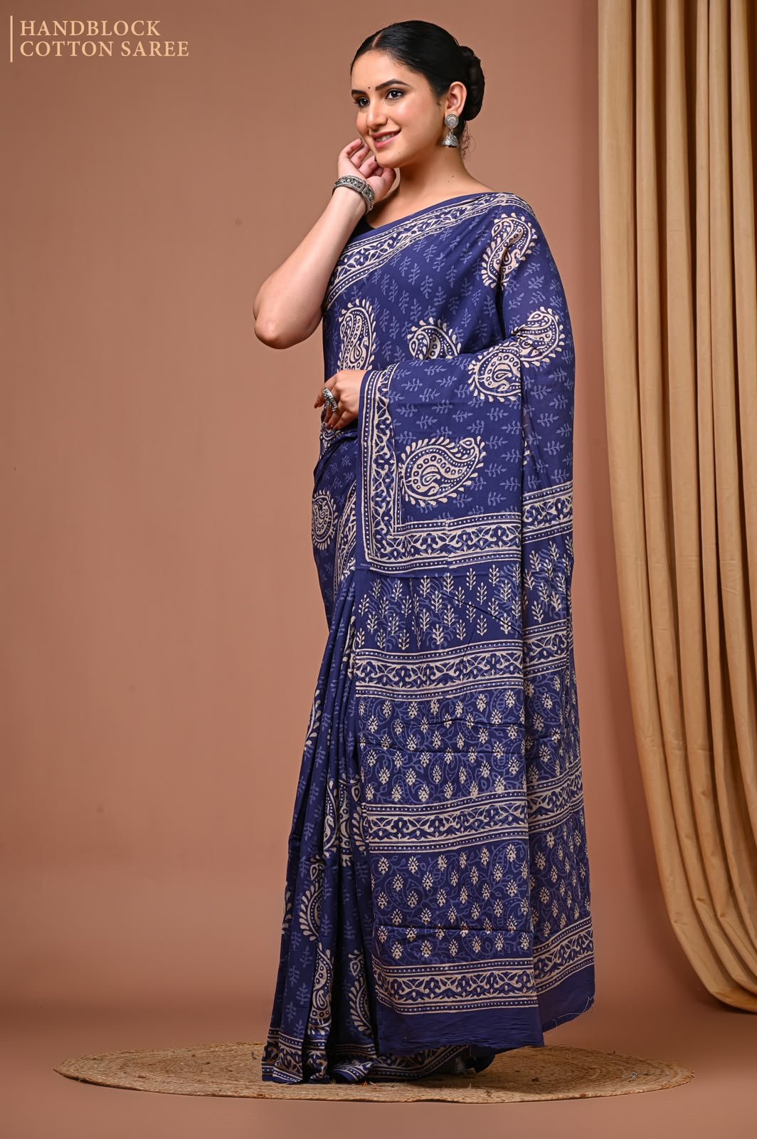 Cotton Hand Block Printed Saree