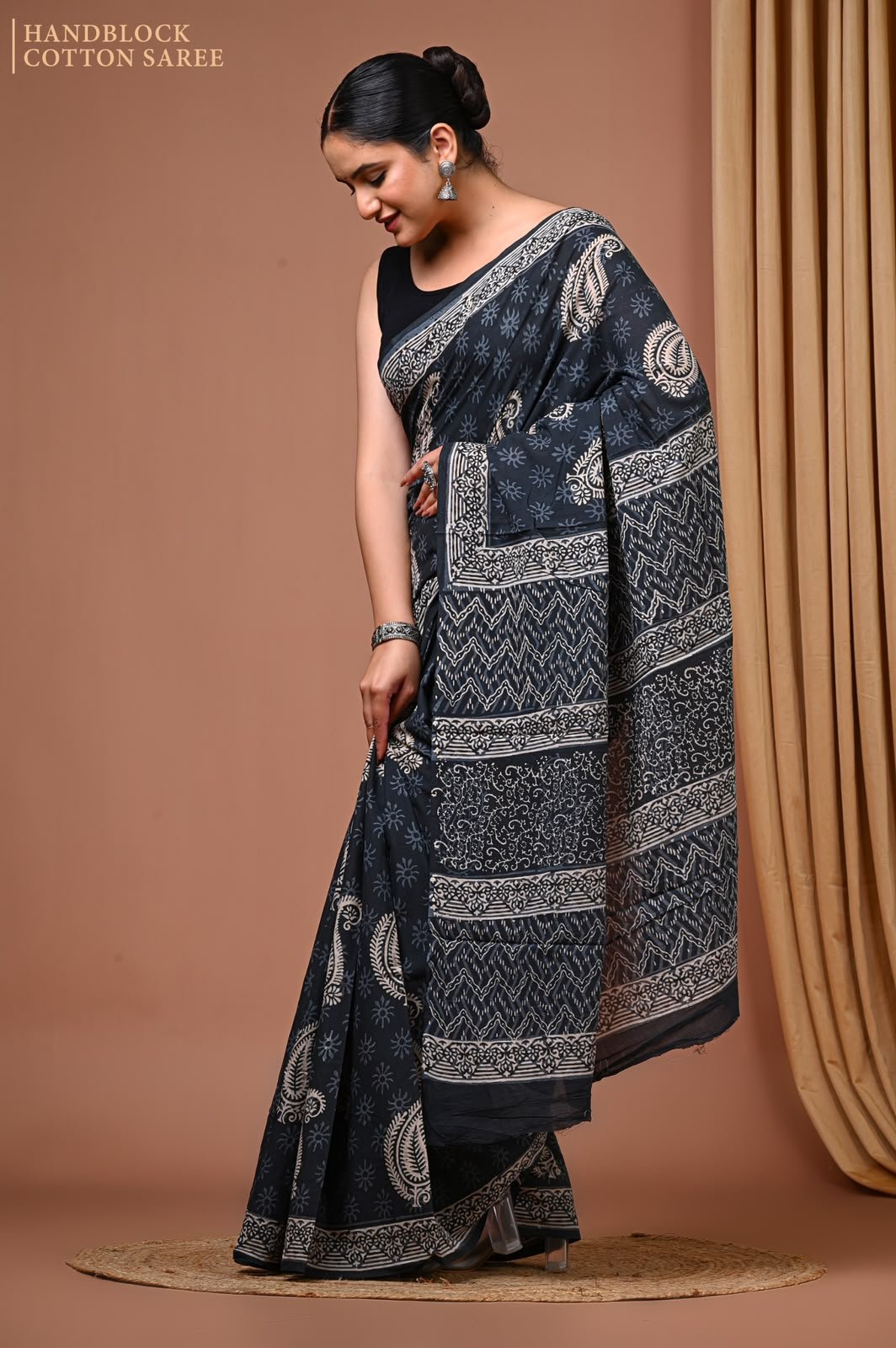Cotton Hand Block Printed Saree