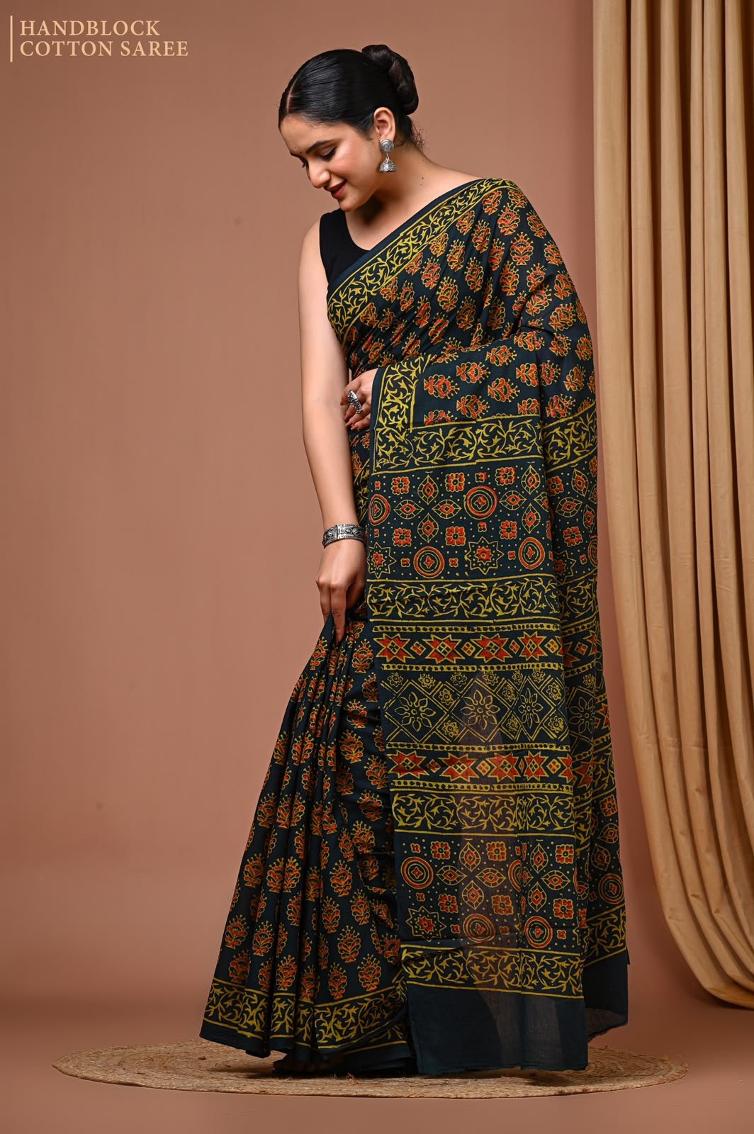 Cotton Hand Block Printed Saree