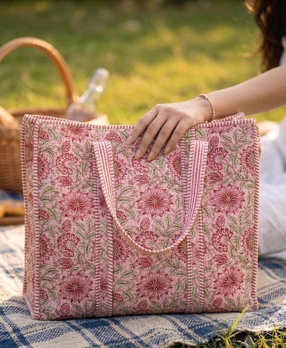 Cotton Printed Quilted Bag