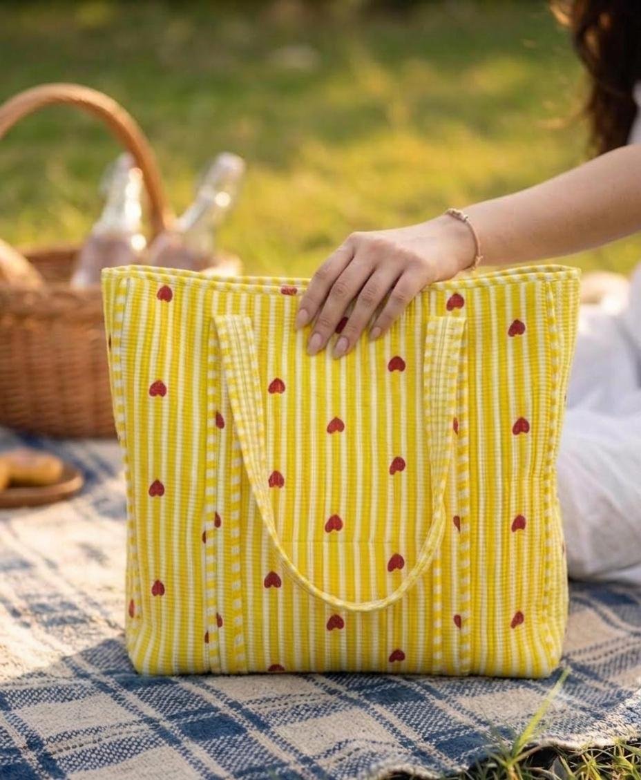 Cotton Quilted Tote Bag