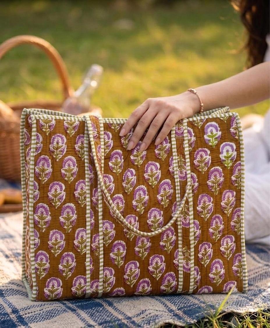 Cotton Printed Quilted Bag