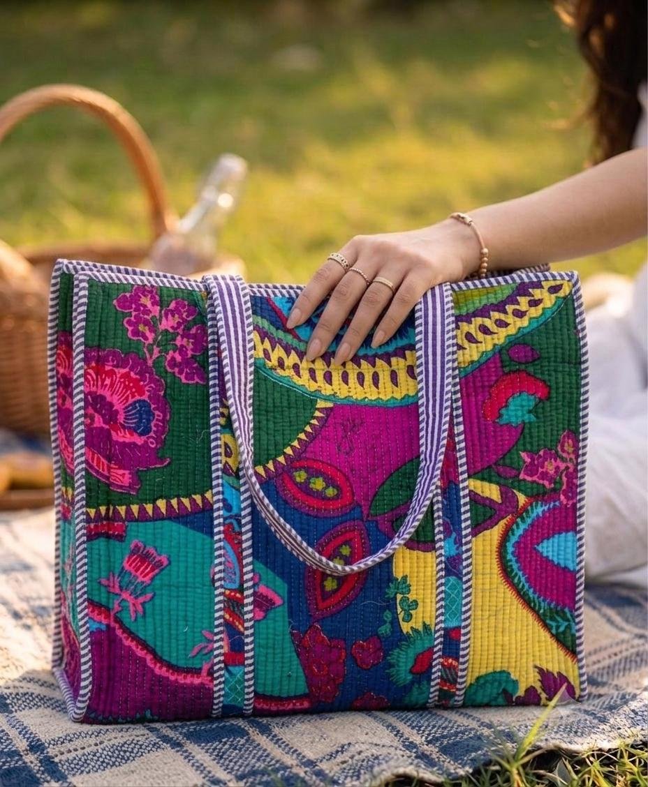 Cotton Quilted Tote Bag