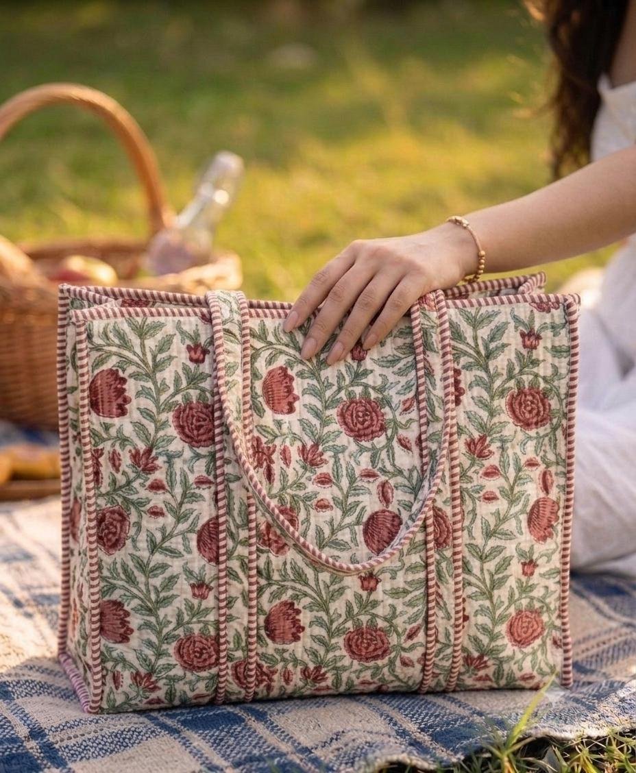 Cotton Printed Quilted Bag