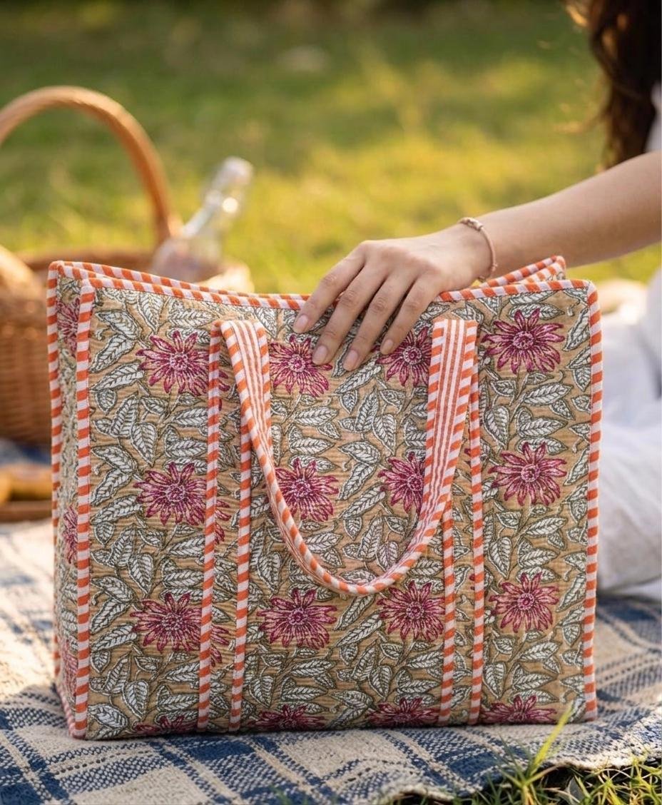 Cotton Printed Quilted Bag