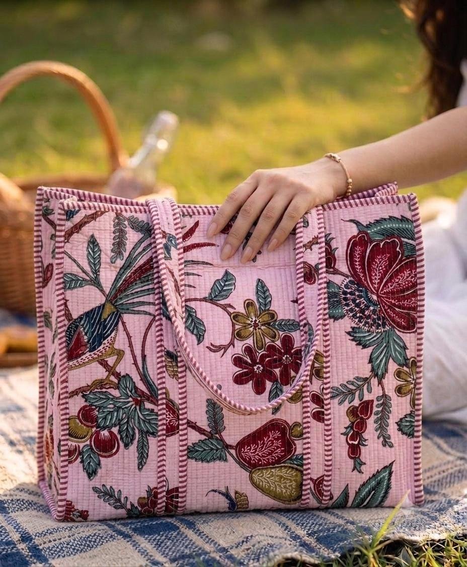 Cotton Printed Quilted Bag