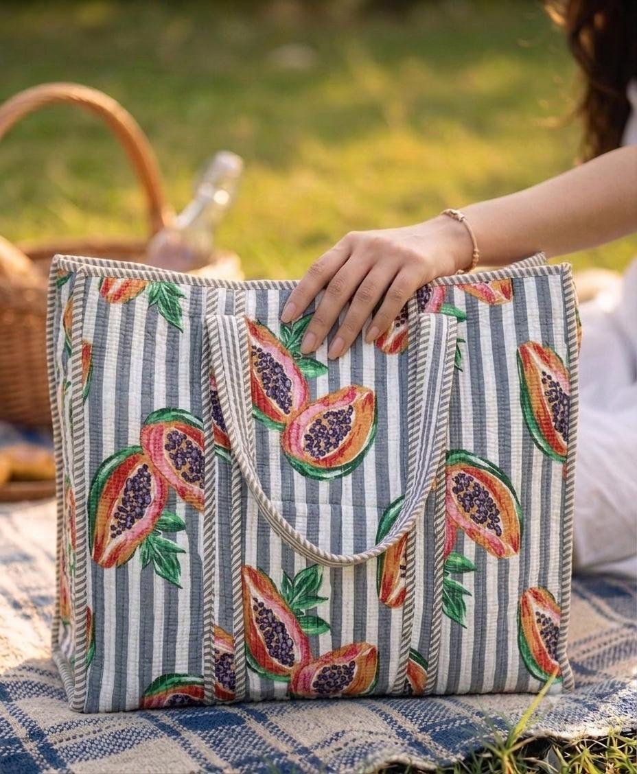 Cotton Printed Quilted Bag