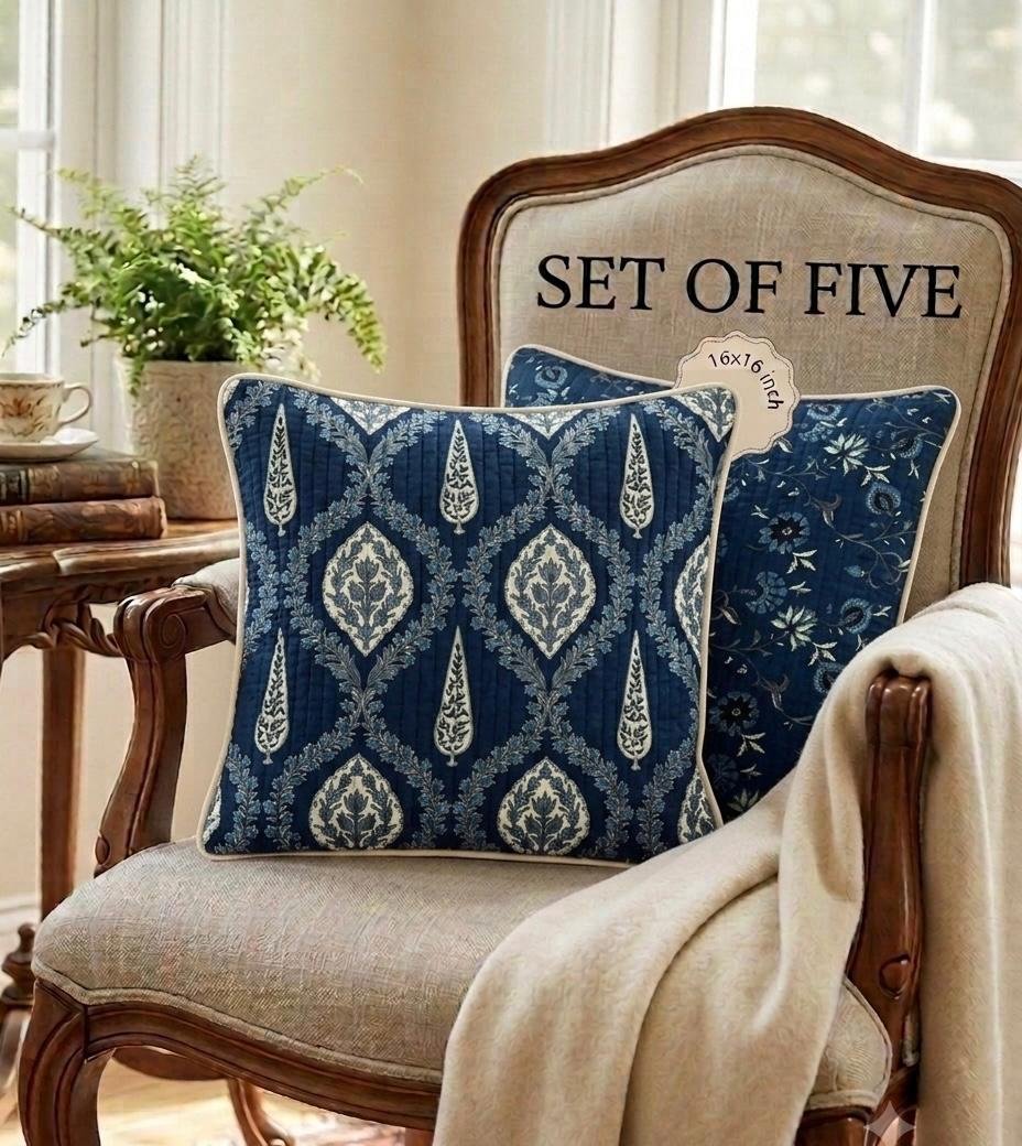 Cotton Printed Quilted Cushion Covers