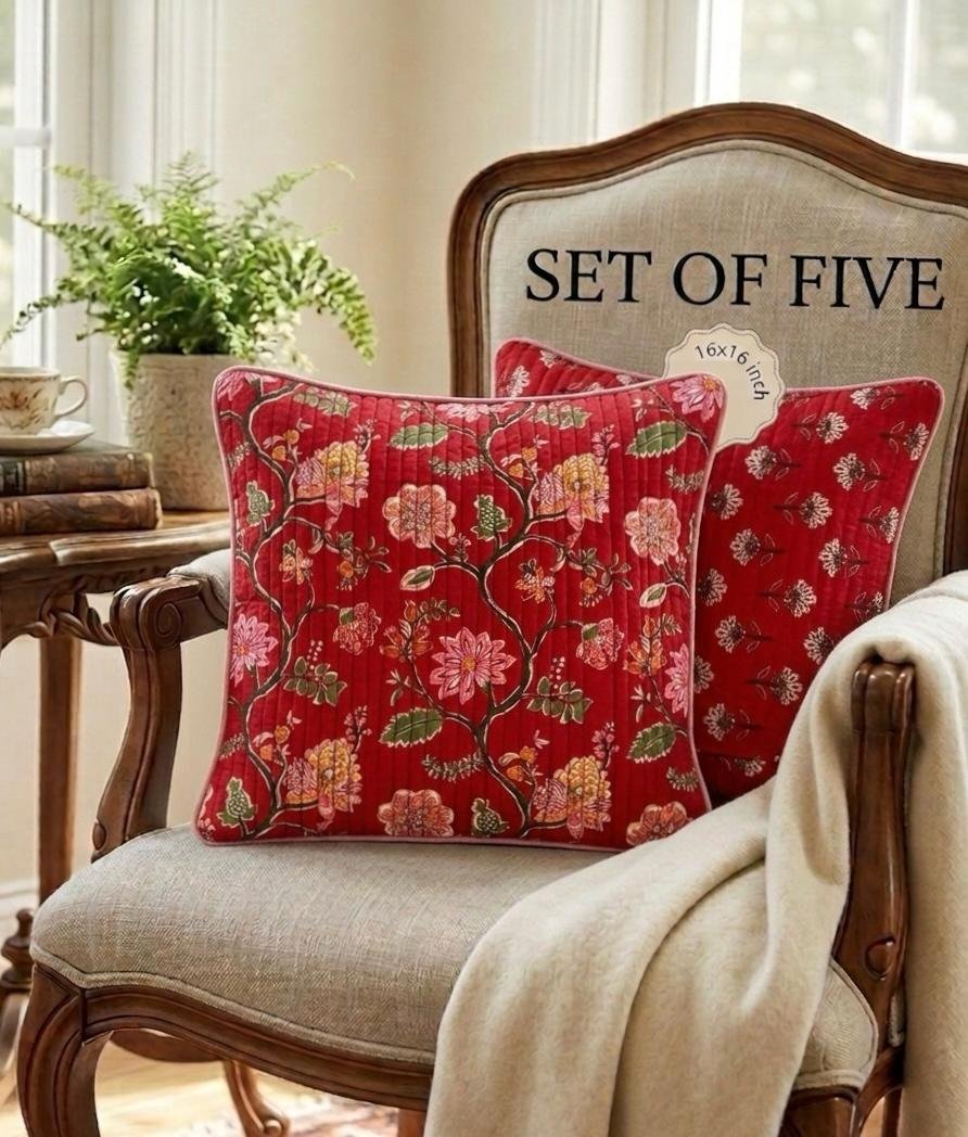 Cotton Printed Quilted Cushion Covers