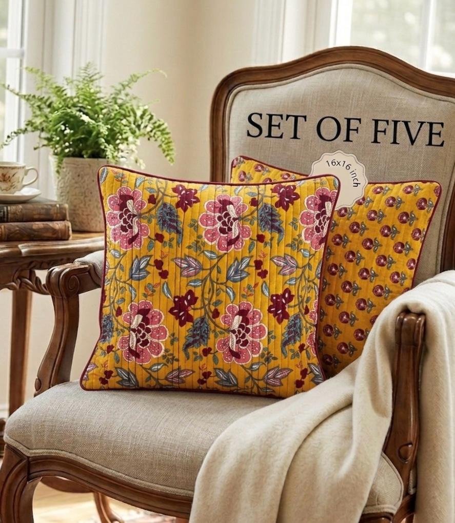 Cotton Printed Quilted Cushion Covers